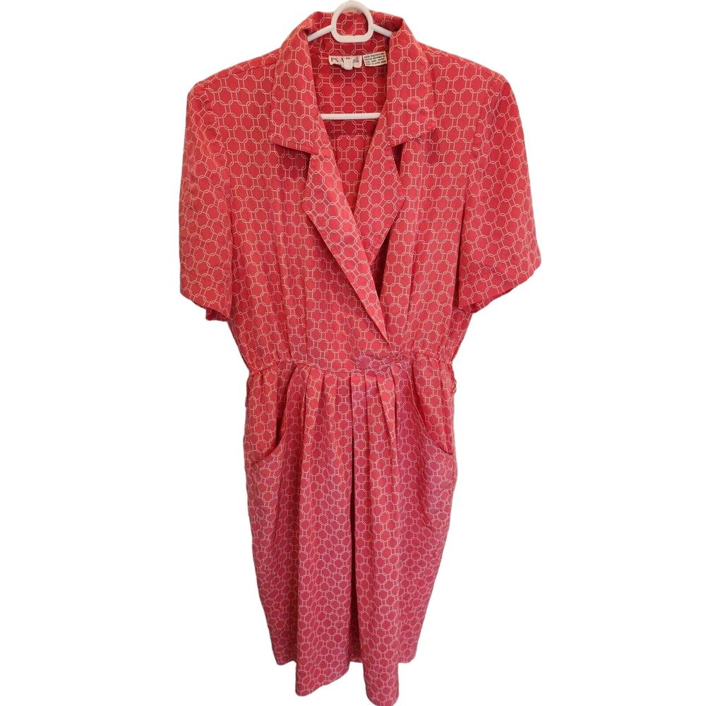 Vintage 1990s Jos A Bank Womens Sz 10 Midi Career Dress Pink w/ Pockets